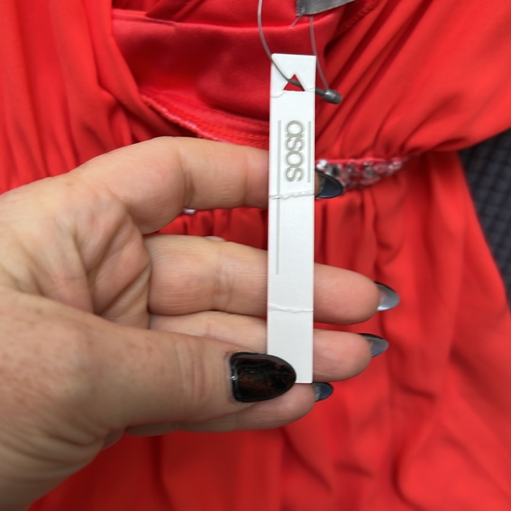 ASOS Bright Red Maxi Dress with Embellished Waist - Picture 10 of 16